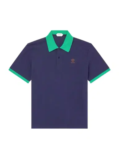 Versace Logo-Embroidered Cotton-Piqué Polo Shirt | Thumbnail 1