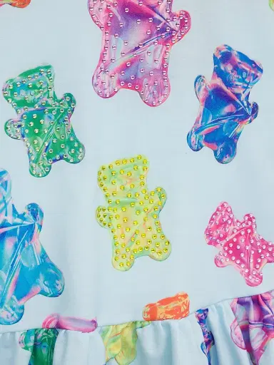 Hannah Banana Little Girl's & Girl's Gummy Bear Embellished Dress - Blue Multi | Thumbnail 3 Hannah Banana Little Girl's & Girl's Gummy Bear Embellished Dress - Blue Multi | Thumbnail 3