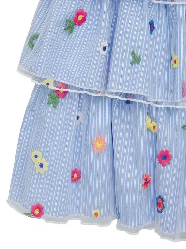 Hannah Banana Little Girl's & Girl's Striped Floral Embroidered Tiered Dress - Blue Multi | Thumbnail 3 Hannah Banana Little Girl's & Girl's Striped Floral Embroidered Tiered Dress - Blue Multi | Thumbnail 3