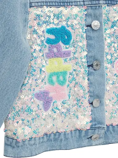 Hannah Banana Little Girl's & Girl's Sequined Denim Jacket - Blue Multi | Thumbnail 3 Hannah Banana Little Girl's & Girl's Sequined Denim Jacket - Blue Multi | Thumbnail 3