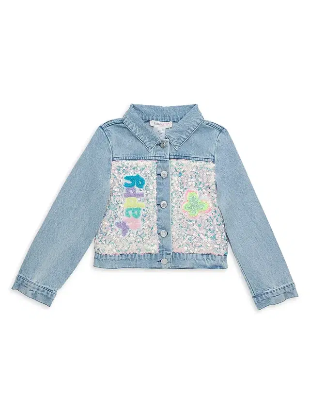 Hannah Banana Little Girl's & Girl's Sequined Denim Jacket - Blue Multi