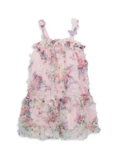 Hannah Banana Little Girl's & Girl's Floral Ruffled Tulle Dress - Pink Multi | Thumbnail 1 Hannah Banana Little Girl's & Girl's Floral Ruffled Tulle Dress - Pink Multi | Thumbnail 1