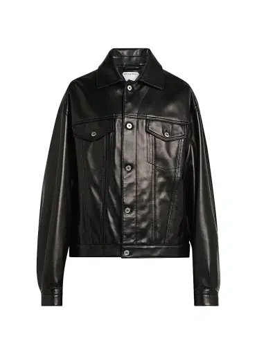 Bottega Veneta Women's Semi-Shiny Leather Jacket - Double Black - Size 10 | Thumbnail 1