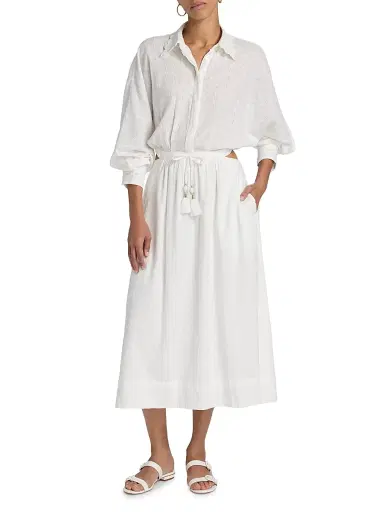 Poupette St Barth Women's Sunniva Cotton Pieced Maxi Dress - Natural White Plain | Thumbnail 2