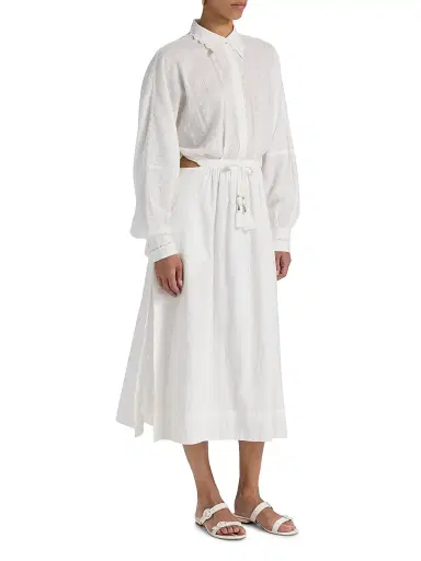 Poupette St Barth Women's Sunniva Cotton Pieced Maxi Dress - Natural White Plain | Thumbnail 4