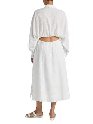 Poupette St Barth Women's Sunniva Cotton Pieced Maxi Dress - Natural White Plain | Thumbnail 5