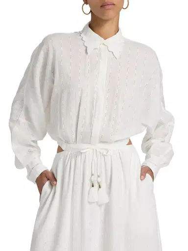 Poupette St Barth Women's Sunniva Cotton Pieced Maxi Dress - Natural White Plain | Thumbnail 6