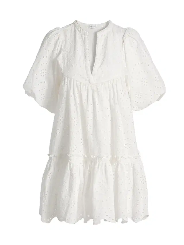 Women's Cruz Eyelet Cotton Minidress - Natural White Plain