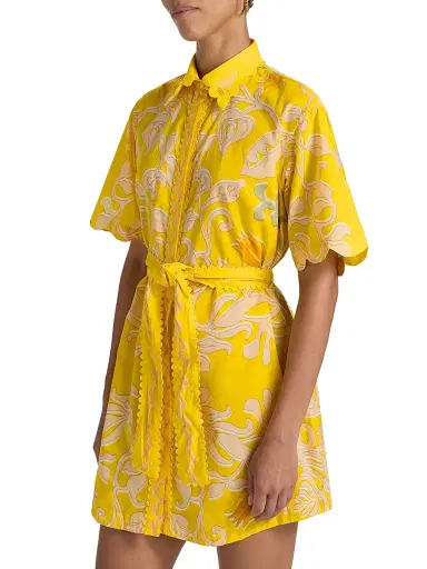 Poupette St Barth Women's Wes Floral Cotton Mini-Shirtdress - Yellow Ritual | Thumbnail 4 Poupette St Barth Women's Wes Floral Cotton Mini-Shirtdress - Yellow Ritual | Thumbnail 4