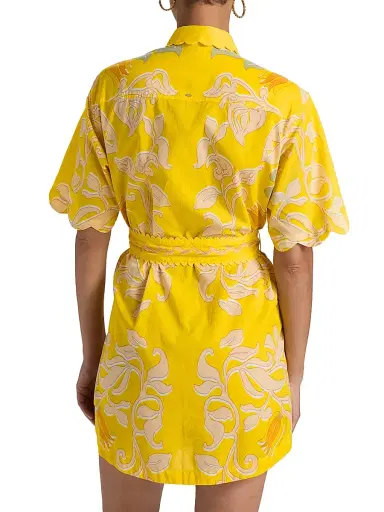 Poupette St Barth Women's Wes Floral Cotton Mini-Shirtdress - Yellow Ritual | Thumbnail 5 Poupette St Barth Women's Wes Floral Cotton Mini-Shirtdress - Yellow Ritual | Thumbnail 5