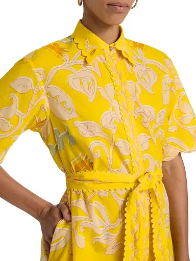 Poupette St Barth Women's Wes Floral Cotton Mini-Shirtdress - Yellow Ritual | Thumbnail 6 Poupette St Barth Women's Wes Floral Cotton Mini-Shirtdress - Yellow Ritual | Thumbnail 6