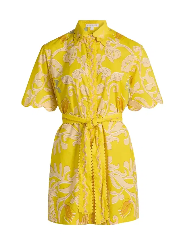 Poupette St Barth Women's Wes Floral Cotton Mini-Shirtdress - Yellow Ritual