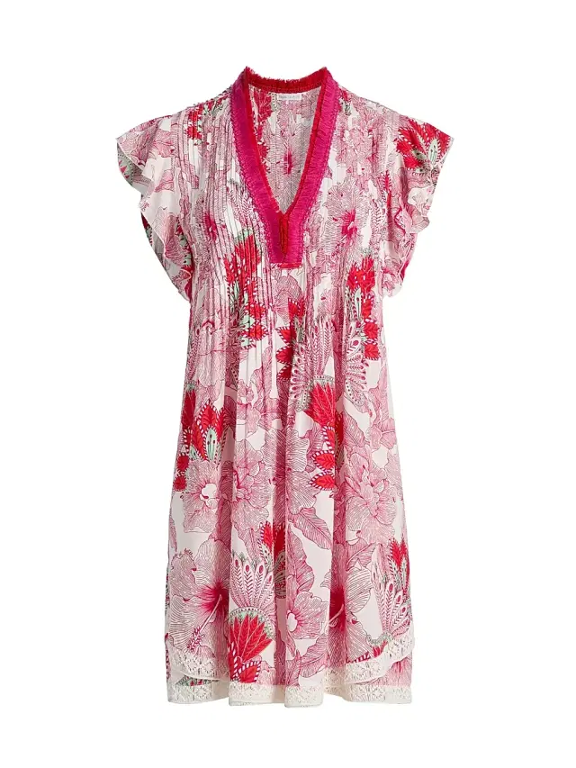 Poupette St Barth Women's Sasha Floral Pleated Minidress - Pink Padang