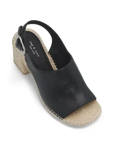 rag & bone Women's Gigi 75MM Leather Espadrille Sandals - Black | Thumbnail 4