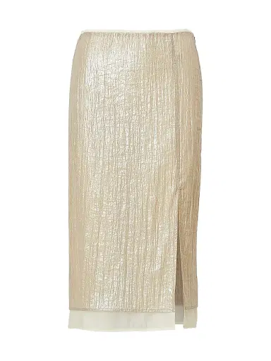 rag & bone Women's Suki Metallic Crinkled Midi-Skirt - Beige | Thumbnail 1