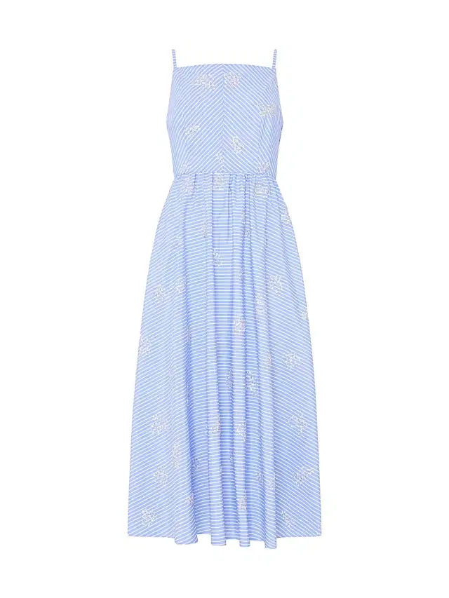 Milly Women's Emily Beaded Striped Maxi Dress - Blue White