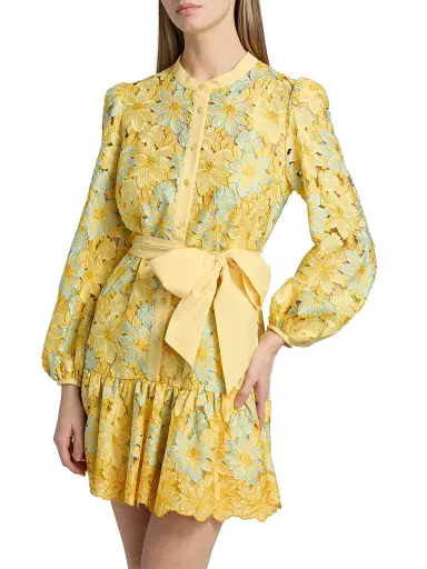Milly Women's Nellie Bow-Detail Floral Lace Minidress | Thumbnail 3 Milly Women's Nellie Bow-Detail Floral Lace Minidress | Thumbnail 3