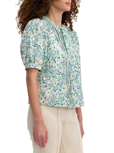 REBECCA TAYLOR Women's Bellamy Tieneck Floral Silk Blouse - Cream Multi - Size XL | Thumbnail 4 REBECCA TAYLOR Women's Bellamy Tieneck Floral Silk Blouse - Cream Multi - Size XL | Thumbnail 4
