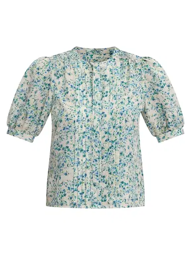 REBECCA TAYLOR Women's Bellamy Tieneck Floral Silk Blouse - Cream Multi - Size XL | Thumbnail 1 REBECCA TAYLOR Women's Bellamy Tieneck Floral Silk Blouse - Cream Multi - Size XL | Thumbnail 1