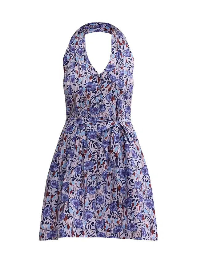 Women's Daphne Floral Cotton-Silk A-Line Minidress - Iris Multi