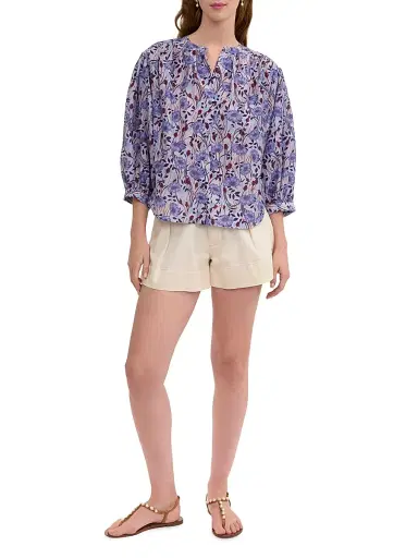 REBECCA TAYLOR Women's Daphne Floral Cotton-Silk Blouse - Iris Multi - Size Large | Thumbnail 2 REBECCA TAYLOR Women's Daphne Floral Cotton-Silk Blouse - Iris Multi - Size Large | Thumbnail 2