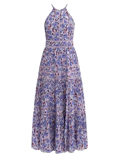 REBECCA TAYLOR Women's Daphne Floral Cotton-Blend A-Line Maxi Dress - Iris Multi | Thumbnail 1 REBECCA TAYLOR Women's Daphne Floral Cotton-Blend A-Line Maxi Dress - Iris Multi | Thumbnail 1