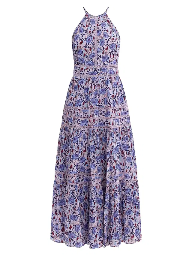 Rebecca Taylor Women's Daphne Floral Cotton-Blend A-Line Maxi Dress - Iris Multi