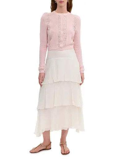 REBECCA TAYLOR Women's Rhea Lace Merino Wool-Cotton Cardigan - Peony Pink - Size XL | Thumbnail 2 REBECCA TAYLOR Women's Rhea Lace Merino Wool-Cotton Cardigan - Peony Pink - Size XL | Thumbnail 2