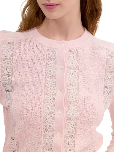 REBECCA TAYLOR Women's Rhea Lace Merino Wool-Cotton Cardigan - Peony Pink - Size XL | Thumbnail 6 REBECCA TAYLOR Women's Rhea Lace Merino Wool-Cotton Cardigan - Peony Pink - Size XL | Thumbnail 6