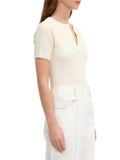 REBECCA TAYLOR Women's Bouclé Knit Cotton Blend Sweater - Ivory - Size XL | Thumbnail 4