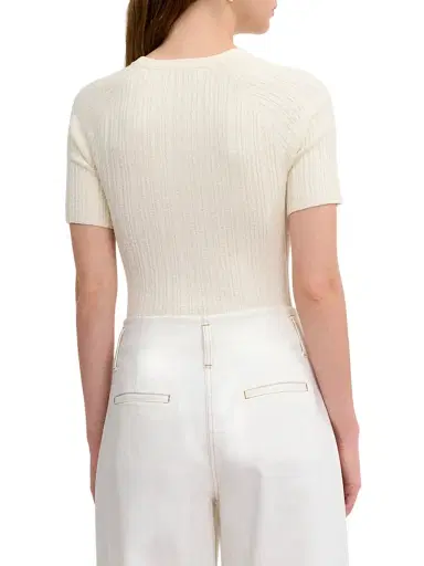 REBECCA TAYLOR Women's Bouclé Knit Cotton Blend Sweater - Ivory - Size XL | Thumbnail 5