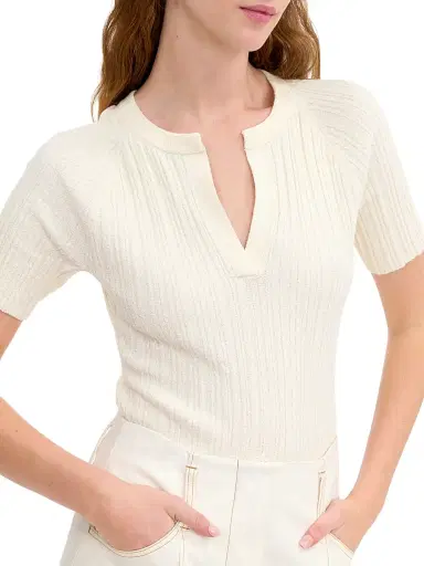 REBECCA TAYLOR Women's Bouclé Knit Cotton Blend Sweater - Ivory - Size XL | Thumbnail 6