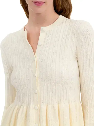 REBECCA TAYLOR Women's Bouclé Knit Cotton-Blend Cardigan - Ivory - Size XL | Thumbnail 6
