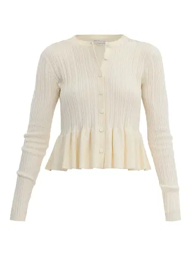 REBECCA TAYLOR Women's Bouclé Knit Cotton-Blend Cardigan - Ivory - Size XL | Thumbnail 1