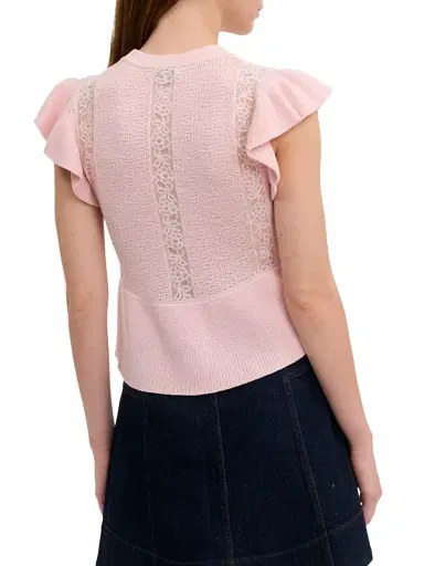REBECCA TAYLOR Women's Rhea Lace-Trim Merino Wool-Cotton Sweater - Peony Pink - Size XL | Thumbnail 5 REBECCA TAYLOR Women's Rhea Lace-Trim Merino Wool-Cotton Sweater - Peony Pink - Size XL | Thumbnail 5