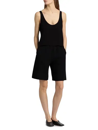 LESET Women's Ari Crop Scoop Tank - Black | Thumbnail 2