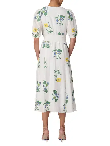 Shoshanna Women's Dodge Printed Knot Midi-Dress - Optic Multi | Thumbnail 3 Shoshanna Women's Dodge Printed Knot Midi-Dress - Optic Multi | Thumbnail 3