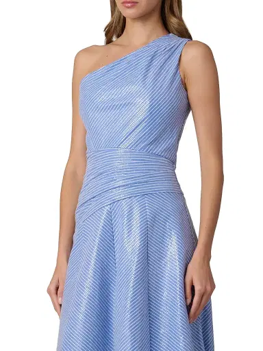 Shoshanna Women's Nikki Sequined One-Shoulder Gown - French Blue Optic | Thumbnail 4 Shoshanna Women's Nikki Sequined One-Shoulder Gown - French Blue Optic | Thumbnail 4