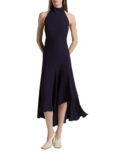 Alaïa Women's Asymmetric Halter Maxi Dress - Aubergine | Thumbnail 2