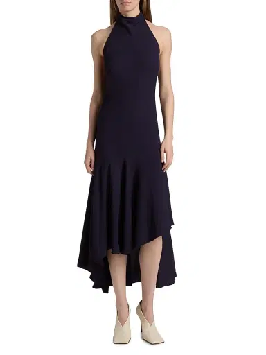 Alaïa Women's Asymmetric Halter Maxi Dress - Aubergine | Thumbnail 3