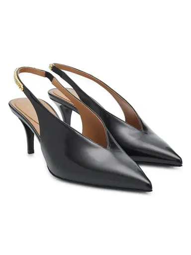 Stella McCartney Women's Falabella 65MM Chain-Detail Slingback Pumps - Black - Size 10 | Thumbnail 2