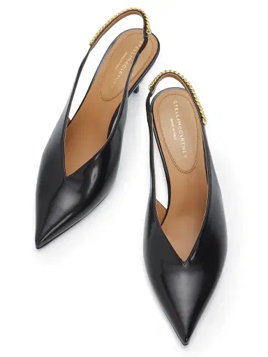Stella McCartney Women's Falabella 65MM Chain-Detail Slingback Pumps - Black - Size 10 | Thumbnail 4