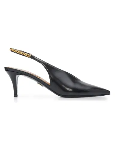 Stella McCartney Women's Falabella 65MM Chain-Detail Slingback Pumps - Black - Size 10 | Thumbnail 1