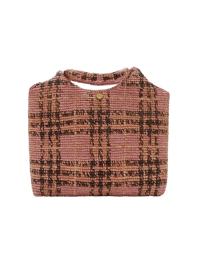 Burberry Women's Margate  Check Raffia Tote Bag - Pink