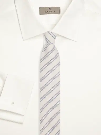 Canali Men's Striped Woven Silk Tie | Thumbnail 2 Canali Men's Striped Woven Silk Tie | Thumbnail 2