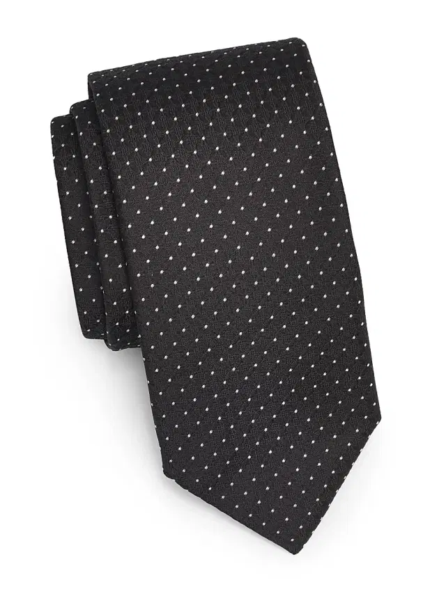 Canali Men's Light Dots Silk Tie - Black