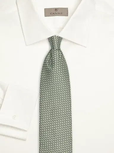 Canali Men's Geometric Woven Silk Tie | Thumbnail 2 Canali Men's Geometric Woven Silk Tie | Thumbnail 2