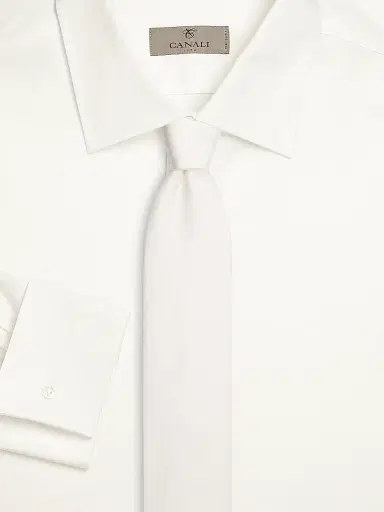 Canali Men's Solid Satin Silk Tie | Thumbnail 2 Canali Men's Solid Satin Silk Tie | Thumbnail 2