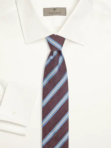 Canali Men's Striped Woven Silk Tie - Blue | Thumbnail 2 Canali Men's Striped Woven Silk Tie - Blue | Thumbnail 2