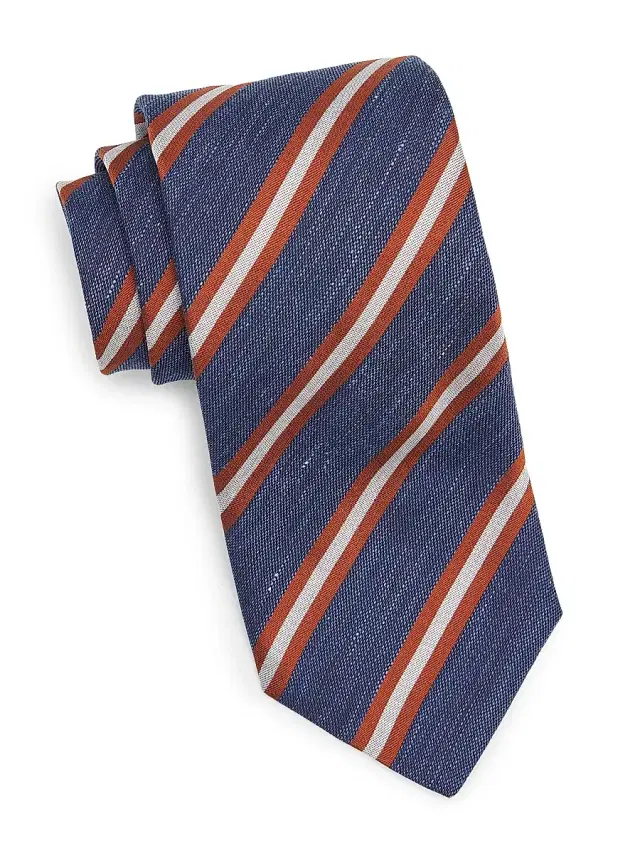 Canali Men's Striped Silk Tie - Navy